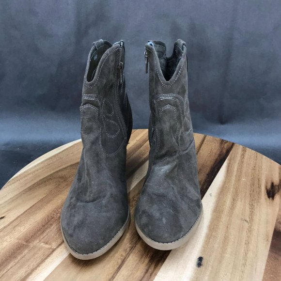 Esprit Brown Faux Suede Pull On Block Heel Western Boots Womens Size 6 - Picture 2 of 10